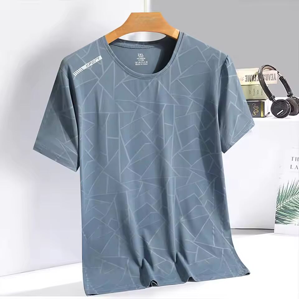 Men's T Shirt Camouflage Printed Running Sports Short Sleeved Round Neck Tees Thin Breathable Quick Drying Simple Fitness Sports