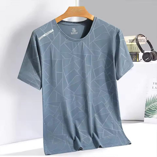 Men's T Shirt Camouflage Printed Running Sports Short Sleeved Round Neck Tees Thin Breathable Quick Drying Simple Fitness Sports